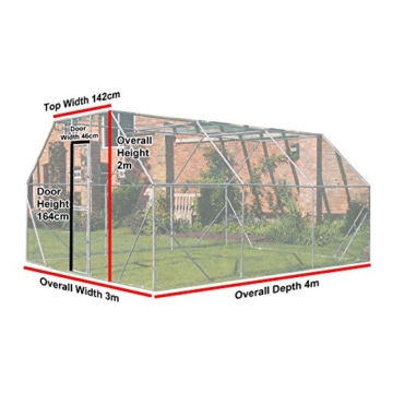 FeelGoodUK Freilaufgehege für Hühner, Kaninchen, Hasen, Meerschweinchen / Hühner Laufstall 4M X 3M X 2M - Für Geflügel, Kaninchen, Hasen, Hühner - Metallstift zum verschließen - 3