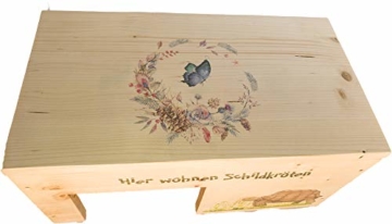 Nagerstore Schildkrötenhaus M Terrarium Schutzhaus mit Motiven, Holzlasur & Aufklappbar - 3