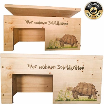 Nagerstore Schildkrötenhaus M Terrarium Schutzhaus mit Motiven, Holzlasur & Aufklappbar - 1