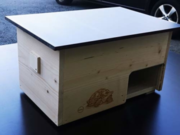 Qualität aus Niederbayern ARBRIKADREX Schildkröte Premium Schildkrötenhaus XXL (L:60cm; B.40cm; H:31cm) mit Sonnendach, Windfang, Einstellbarer Belüftung und Plexiglastor 18mm Vollholz Fichte - 2