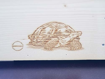 Qualität aus Niederbayern ARBRIKADREX Schildkröte Premium Schildkrötenhaus XXL (L:60cm; B.40cm; H:31cm) mit Sonnendach, Windfang, Einstellbarer Belüftung und Plexiglastor 18mm Vollholz Fichte - 8