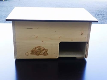 Qualität aus Niederbayern ARBRIKADREX Schildkröte Premium Schildkrötenhaus XXL (L:60cm; B.40cm; H:31cm) mit Sonnendach, Windfang, Einstellbarer Belüftung und Plexiglastor 18mm Vollholz Fichte - 9