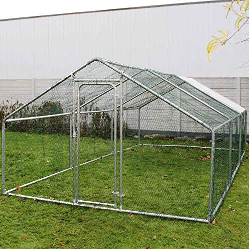 Wiltec XXL Freilaufgehege 6 X 3 X 2 M – Mit Sonnendach, Verzinkten Gitterstäben, Für Hühner, Hasen, Kleintiere, Inkl. Riegelverschluss