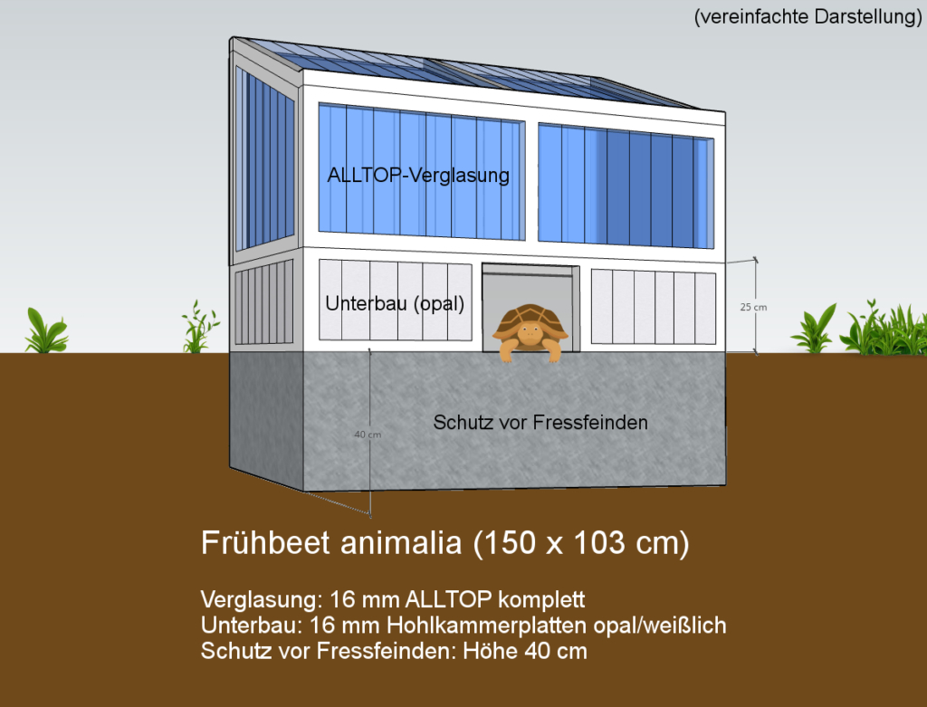 Frühbeet animalia mit Unterbau und Schutz vor Fressfeinden